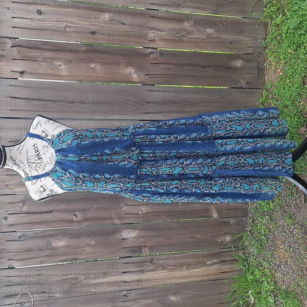 Sundance Blue Snake Python Print Tiered Halternec… - image 1